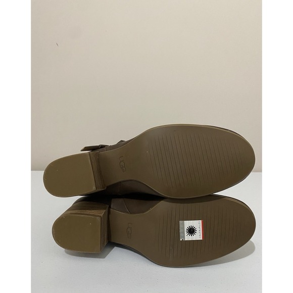 UGG‎ Bandara Tall Leather Boots Brown Heeled Knee High Zip Up Womens Size 10 - Picture 7 of 9